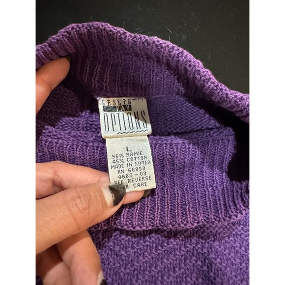 VINTAGE embroidered PURPLE texture pullover SWEATER SIZE LARGE WOMANS |‎ Y1 - Picture 5 of 5